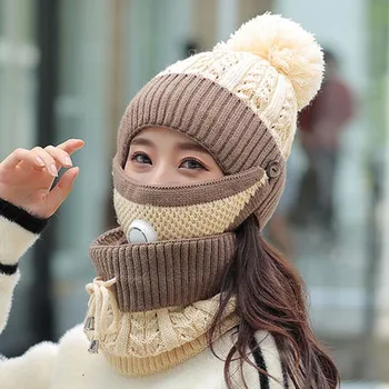 2019 Naujas 3 Gabalus Nustatyti Moterų Megzti Skrybėlę ir Skara Kepurės Kaklo Šilčiau Žiemos Skrybėlę Ponios, Mergaitės Skullies Beanies Šiltu Vilnos Kepurės