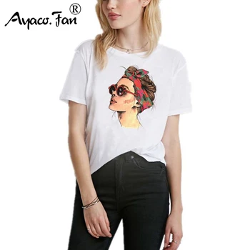 2019 Naujas Mados Cool Girl Spausdinti Moterų marškinėliai Baltos Medvilnės Moterų Tshirts Vasaros Atsitiktinis Harajuku T-Shirt Prarasti Femme Viršūnes Tees