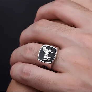 2019 Naujas korėjiečių, Tajų sidabro S925 sidabro juoda akmens žiedas, lazuritas žiedus žmogus paprastas, 925 sidabras vyrų žiedo, vaikinui, dovanos