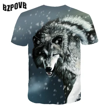 2019 Naujausias Wolf 3D Spausdinimo Gyvūnų Kietas Juokingi Marškinėliai Vyrams trumpomis Rankovėmis Vasarą Topai marškinėliai Vyrų Mados Atsitiktinis T shirts Vyrų 6XL