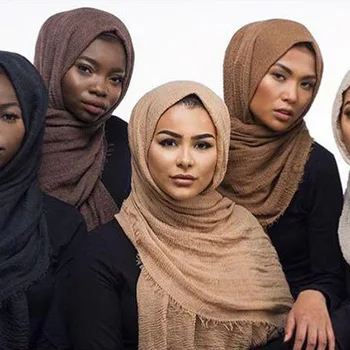 2019 mados burbulas paprasto medvilnės šaliko kutai moterų lygios kietos medžiagos raukšlių duslintuvo pashmina skara wrap musulmonų vingiuoti hijabs stoles