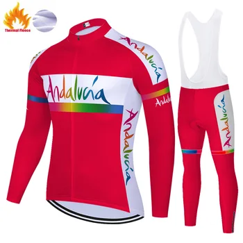 2020 ANDALŪZIJOS komanda dviračių Džersis dviratį kelnės Sportinės aprangos Ropa Ciclismo MENS šilumos vilnos 20D mayot bicicleta hombre