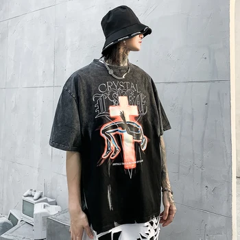 2020 Gotikos Stilius, Punk Vyrų Drabužiai Šėtonas Marškinėliai Black Vasaros Viršūnes Plius Dydis Negabaritinių Šėtono Streetwear Mens Marškinėlius