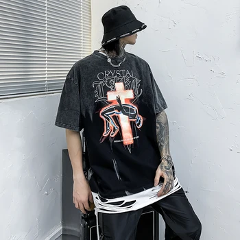 2020 Gotikos Stilius, Punk Vyrų Drabužiai Šėtonas Marškinėliai Black Vasaros Viršūnes Plius Dydis Negabaritinių Šėtono Streetwear Mens Marškinėlius