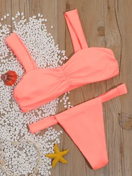 2020 Karšto Moterų micro bikini kostiumas swimsuit seksualus vientisos spalvos maudymosi kostiumą, thong tvarstis push up strappy maudymosi kostiumėliai, pynimas