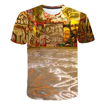 2020 Karšto Pardavimo 3d Spausdinimo marškinėliai Asmenybės Kūrybinės Graffiti t-shirt Juokingas Vasaros Mens Gatvės Hip-Hop ' O-Kaklo Viršų Naujas