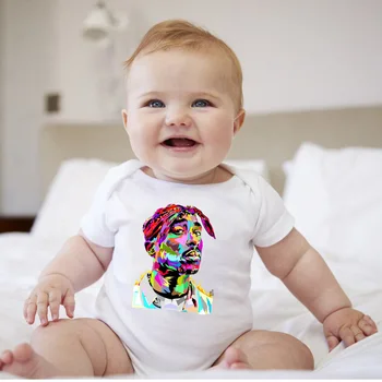 2020 Kūdikių Naujagimių Bodysuits Kūdikių Tupac 2pac Hip-Hop Grobis Spausdinti Trumpas Rankovės Romper Mados Jumpsuit, Komplektai, Berniukų, Mergaičių Drabužiai