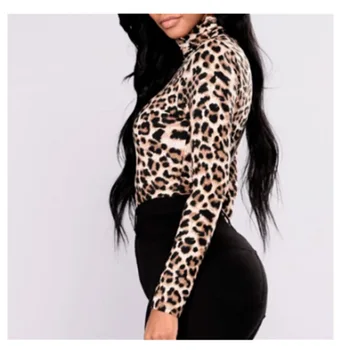 2020 Moterims Palaidinės Leopardas Spausdinti Marškinėliai Pavasarį, Rudenį Golfo Viršūnes Elegantiškas Ponios Ilgomis Rankovėmis Moteriška Mada Drabužiai