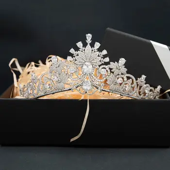 2020 Naujas Cirkonis Royal Tiara, Vestuvių,Crystal Gėlių Rožančiai Diadems už Nuotakos Plaukų Papuošalai CH10378