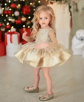 2020 Naujas Ins Vaikų Šampano Suknelė Kūdikių Nėrinių Gimtadienio Kelio Suknelė Kalėdų Kamuolys Suknelė Suknelė AG0115