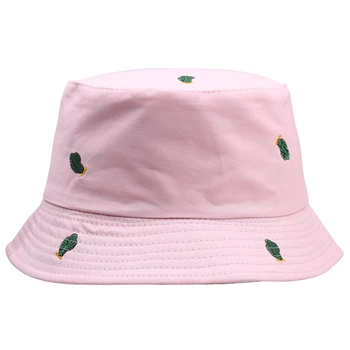 2020 Naujas Žalias Kaktusas Išsiuvinėti Kibirą Skrybėlės Vyrai Moterys UV Apsauga Žvejo Paplūdimys Kepurės chapeau Femme Panamos Skrybėlė