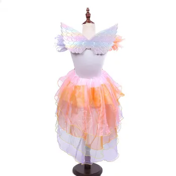 2020 Naujų Vaikai Vienaragis Suknelė Vaikų Unicornio Kostiumai Mergaitėms Bamblys Helovinas Vaivorykštė Suknelė su Heandband Sparnus