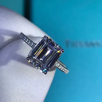 2020 Smaragdas iškirpti 3ct Lab Deimanto Žiedas 925 sterlingas sidabro Papuošalai Dalyvavimas Vestuvių juostoje Žiedai, Moterų Nuotakos Šalis priedų