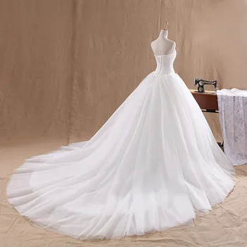 2020 Vestuvių Suknelės 100cm Ilgio Traukinio Brangioji Elegantiškas Plius Dydis Vestido De Noiva Nuotaka Balta Paprasta Aukšto Juosmens Vamzdelio Viršų