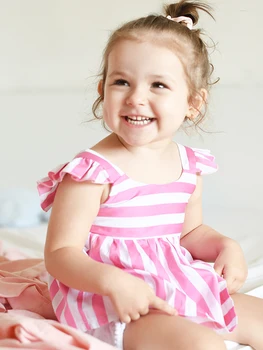 2020 m., 2-8 Metų amžiaus Užšaldytos Vasaros Mergaitės Spausdinti Medvilnė Juostele Suknelės rankovėmis Mažiems Vaikams, Kūdikių Suknelė Mergaitėms, Drabužiai