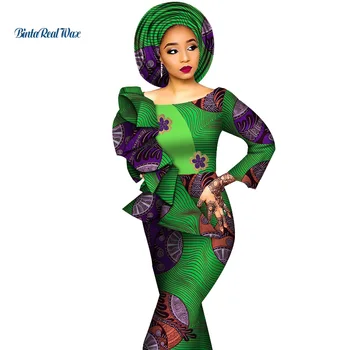 2020 m. Afrikos Suknelės Moterims Spausdinti Puoštas Tiesiai Ilgos Suknelės Vestidos heidi bazin Riche Afrikos Ankara Suknelės, Drabužiai WY4291