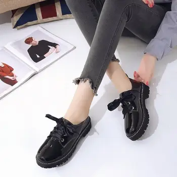 2020 m. Moteris Mokasīni, Siuvimo Siūlai Lakinės Odos Platformos Batai Metalo Paslysti ant Butas Batai Rudenį Moteris Oksfordo Bateliai Zapatos Mujer