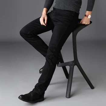 2020 m. Rudenį Naujų Klasikinio Stiliaus Gryna Juoda Ruožas vyriški Džinsai Mados Atsitiktinis Slim-fit Denim Kelnės Vyriškos Prekės Kelnės