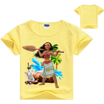 2020 m. mergaičių drabužius moana marškinėliai vasaros top merginos viršūnes ir berniukai, balta Medvilnės trumpomis Rankovėmis marškinėliai Drabužius