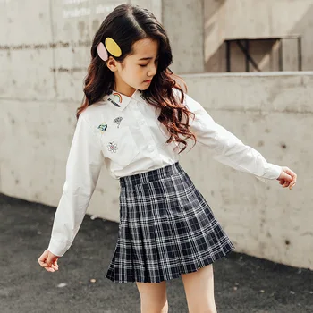 2020 m. pavasario rudens derliaus klostuotas sijonas bamblys merginos pledas medvilniniai sijonai mokyklos paauglių mergaičių apačioje vaikų drabužių 3-14 M.