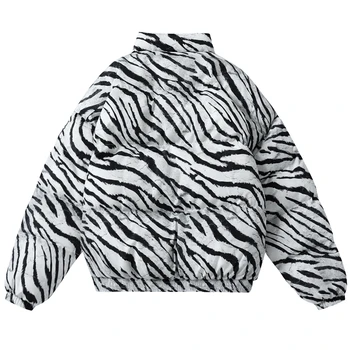 2020 m. žiemos vyriškos striukės, paltai Hip-Hop Užtrauktukas Storas Striukes Vyrų Mados Atsitiktinis zebra spausdinimo Siuvinėti raštais streetwear viršūnės