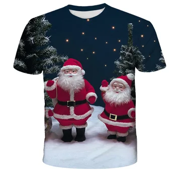 2020 metų Vasaros Berniukai Animacinių filmų Kalėdų marškinėliai 3D Spausdinimo Merginos karšto pardavimo Santa Claus Streetwear Vaikus, Drabužiai, print T shirt O-Kaklo