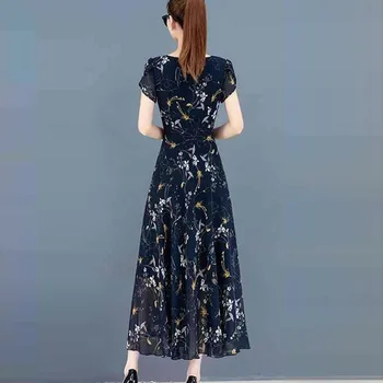 2020 metų Vasaros Suknelė Moterims trumpomis Rankovėmis Gėlių Spausdinti Moterys, Ilga Suknelė su V-kaklo-line Slim Bohemijos Suknelė Sukienka Vestidos#J30