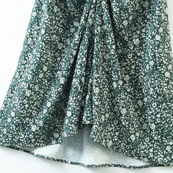 2020 metų vasaros naują stilių V-kaklo raišteliu juosmens gėlių šifono mažų šviežių ilga suknelė