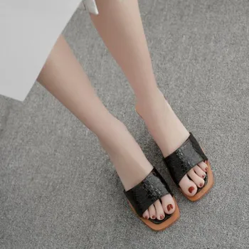 2020 naujas mados Akmens modelio Basutės Atviros Kojų Aukštakulnius Moterys Kristalų kulno seksualus šlepetės Bateliai Kulnas Aišku, Sandalai 35-40 dydis