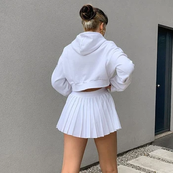 2020 naujų moteris vasarą korėjos koledžo klostuotas trumpas sijonas baltas aukšto juosmens siuvinėjimo šokių mini sijonas mujer minifalda