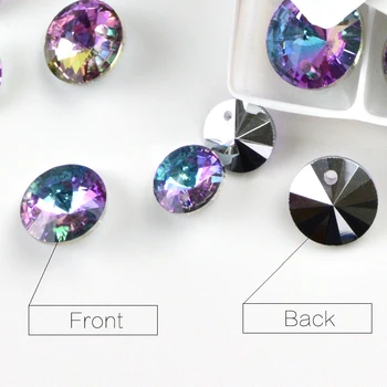 2020 naujų spalvų Apvalių Rivoli Pakabukas aukštos kokybės Stiklo Kristalų, Cirkonio pointback Stiklo, Akmens Vestuvių Suknelę/batelius Priedai
