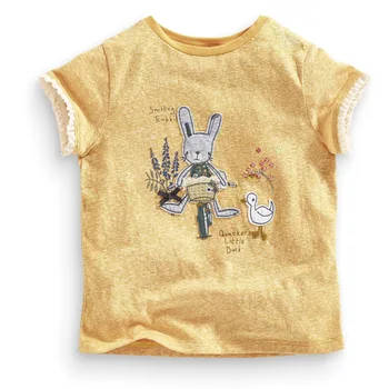 2021 Nauja Vasaros 2-7 metų Vaikams, kūdikių Mergaitės, Pelių ir Gėlių Siuvinėjimas Grynos medvilnės Aukščiausios Kokybės Medvilnės marškinėliai Topai marškinėliai Tshirts