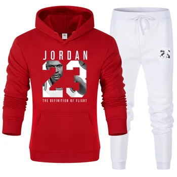 2021 m. Žiemos sezono Jordanija 23 Naujų produktų Vyrų rinkiniai, Sporto drabužiai, Laisvalaikio drabužiai Palaidinukė Streetwear Gobtuvu viršuje + kelnes S-3XL