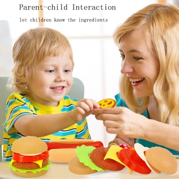 22Pcs/Set Vaikų, virtuvės, maisto, žaislų, Žaisti namus, imitavimo žaislai, Mėsainiai Fri, Hot Dog Nustatyti Švietimo Žaislai vaikams