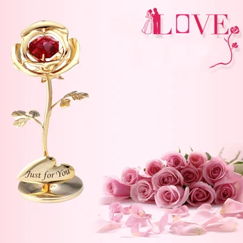 24K Apkalos Crystal Rose Flower 