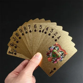 24K Aukso Kortų Pokerio Žaidimas Denio Aukso Folija, Pokerio Rinkinys, Plastikinės Kortelės Vandeniui Kortų Magija