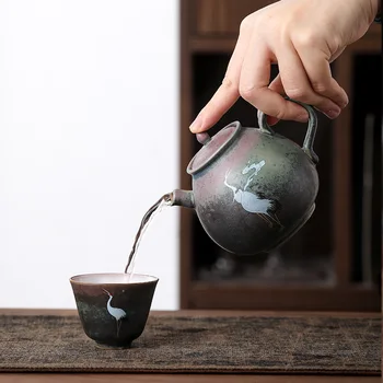 260ml Keramikos arbatinukas Virdulys Jingdezhen Rankų darbo Retro Kinų Arbatinukas Molio dirbinių Krosnį, Keičiasi Spalva Kung Fu Arbatos Rinkinys