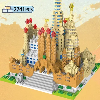 2741PCS Žaislas Vaikams, Mini Blokų Pasaulyje Garsaus Architektūros Sagrada Šeimos Diamond Bažnyčioje Miesto 