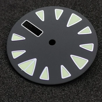 28,5 mm sterilaus Black dial šviesos ženklai data langą žiūrėti dial tinka NH36 automatinis judėjimas