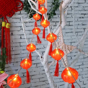 2M 10 LED Atostogų Žiburiai USB Įkrovimo & Baterija Kinijos Raudonųjų Žibintų Lempos Naujųjų Metų Festivalis Apdailos String Naktį Žibintai