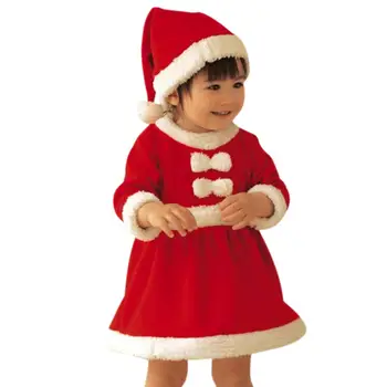 2VNT Kūdikių Merginos Kalėdų Drabužiai Suknelė Nustatyti Žiemos Vaikų Kalėdinių Kostiumų 2021 Naujos Raudonos Suknelės Su Red Hat Nustatyti, Šiltų Drabužių