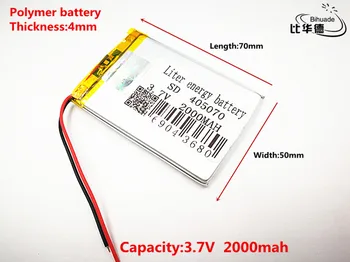 2vnt Litro energijos baterija Gera Qulity 3.7 V,2000mAH,405070 Polimeras ličio jonų / Li-ion baterija ŽAISLŲ,CENTRINIS BANKAS,GPS,mp3,mp4