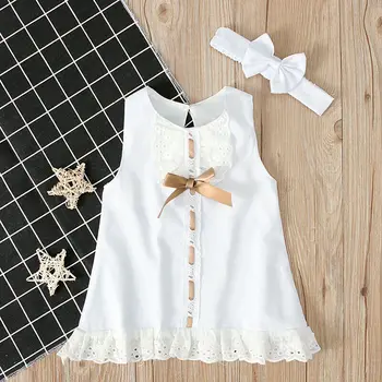 2vnt Naujagimiui Baby Girl Baltoji Princesė Nėrinių Suknelė Drabužiai, Apranga Rinkinys