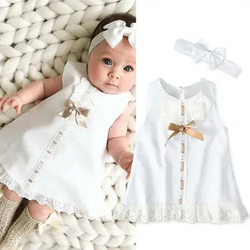 2vnt Naujagimiui Baby Girl Baltoji Princesė Nėrinių Suknelė Drabužiai, Apranga Rinkinys