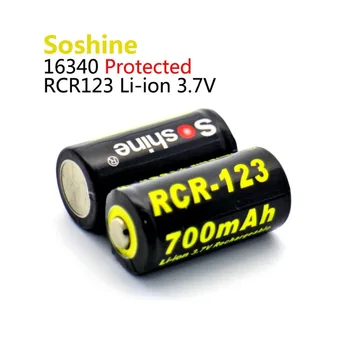 2vnt/daug Originalus Soshine CR123 su Saugomų PCB įkraunama ličio baterija 3.7 V 16340 700mah įkraunama baterija