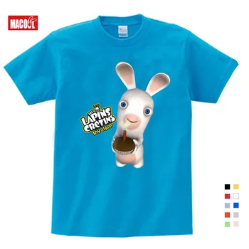 3-9 Metų amžiaus Animacinių filmų Vaikas Crazy Rabbit Print T-shirt Berniukas Mergaitė Triušis Juokinga Vaiko marškinėliai Vasaros Baltos Apvalios Kaklo Medvilnės Marškinėliai
