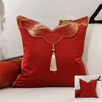 30x42/45x45/40x60/50/60cm Kinų stiliaus raudona žakardinės pagalvėlės dangtis dekoratyvinis lotus modelio pagalvę padengti sofa juosmens užvalkalas