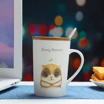 350ml Cute Voverės, šuniukai modelis puodelis,Kavos, Vandens Bambuko padengti Taurės Mielas Pusryčių Puodelis Puodelis Vaikams Mergina,Lašas laivybos