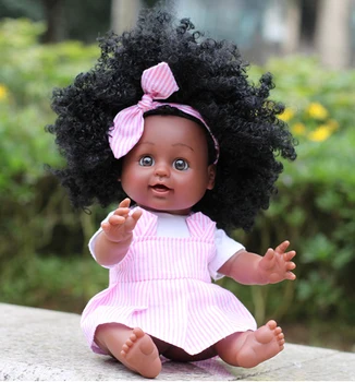 35CM Afrikos Mergina Juodosios Lėlės Rankų darbo Silikono Vinilo Žavinga Gyvas Kūdikis Reborn Baby Doll Vaikams, Žaislai, Dovanos
