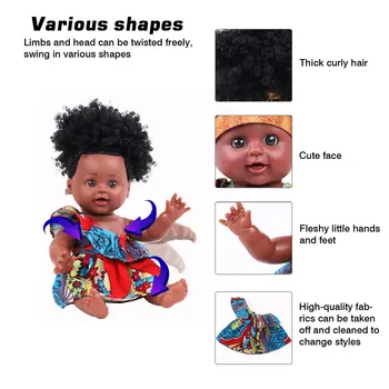 35cm Tikroviškos Lėlės Juoda Baby Doll Afrikos Naujagimiams Lėlės Silikoninis Žaislas Rankomis dažyti Rankų darbo Amatų Dovana Vaikams